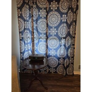 Half Moon 54 X 84 Curtains Navy Blue Karmen Medallion